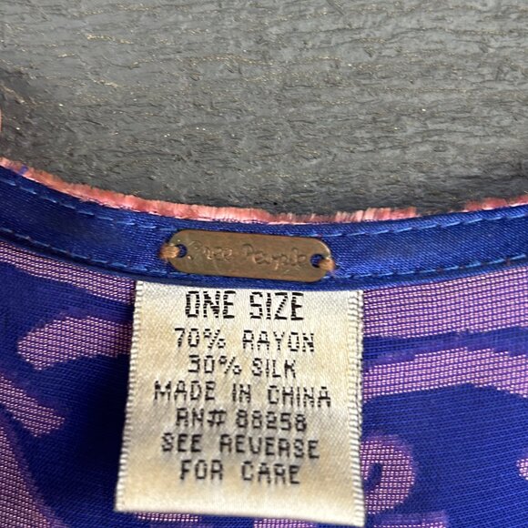 Free People Silk Velvet Kimono Robe Extremely Rare Pink/Blue One Size - Picture 5 of 6